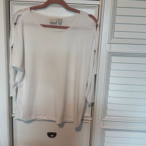 Chico’s size 1   White peep sleeve 3/4 Blouse
